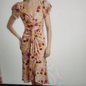 CINQ A SEPT Tossed Floral Walker Dress Mauve Orchid Size 0